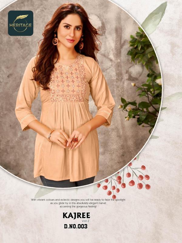 Heritage Kajree 2 Stylish Wear Designer Short Kurti Collection